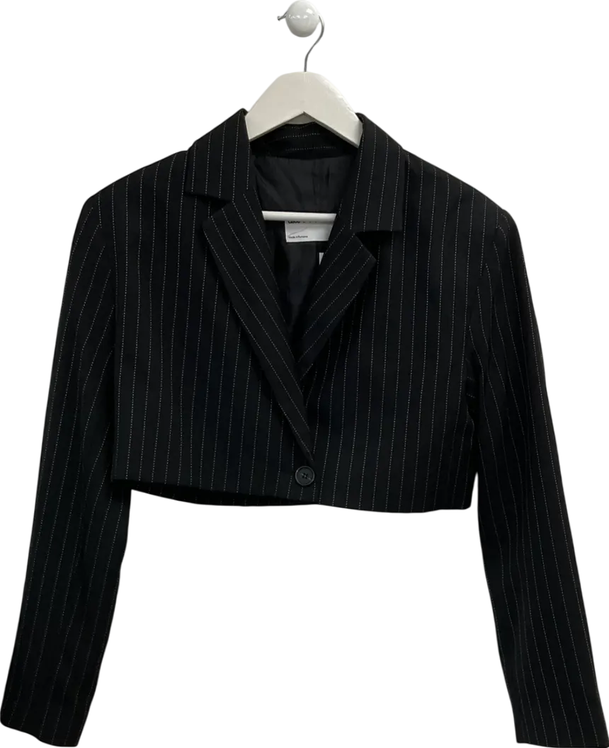 ASOS Black 00s Power Crop Blazer In Pinstripe UK 8