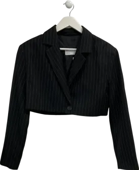 ASOS Black 00s Power Crop Blazer In Pinstripe UK 8