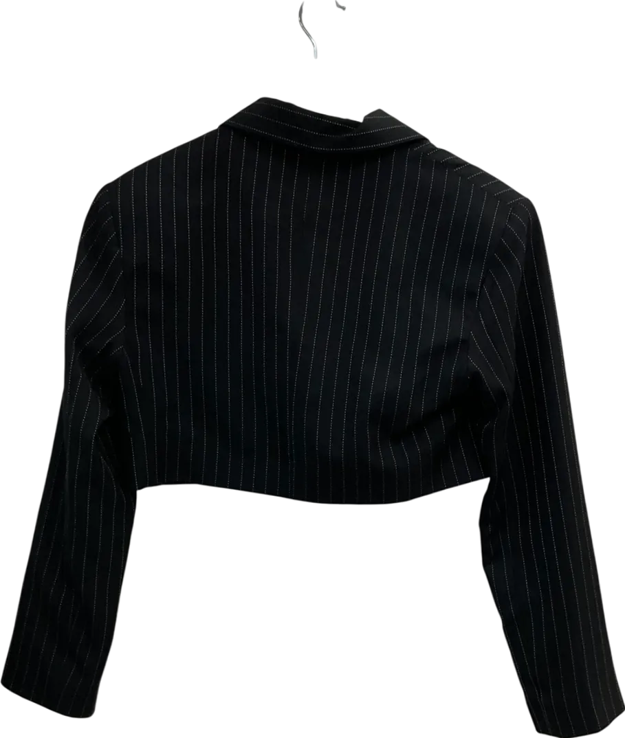 ASOS Black 00s Power Crop Blazer In Pinstripe UK 8