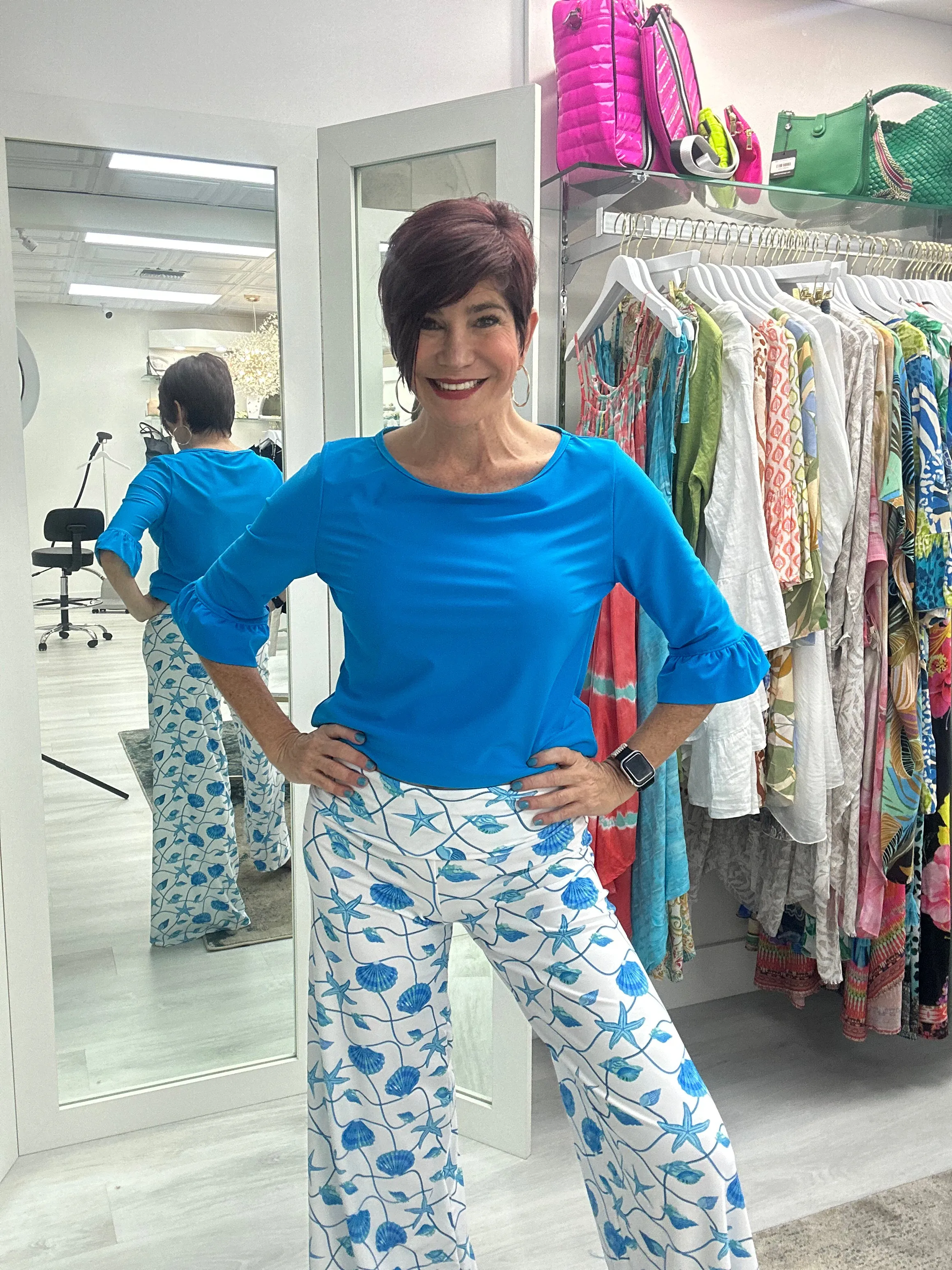 Azure Shell Bell Bottom Palazzo Pant UPF50