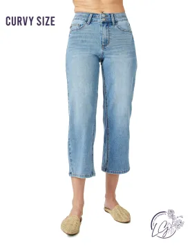Curvy Betty High Waist Double WB Crop Wide By Judy Blue