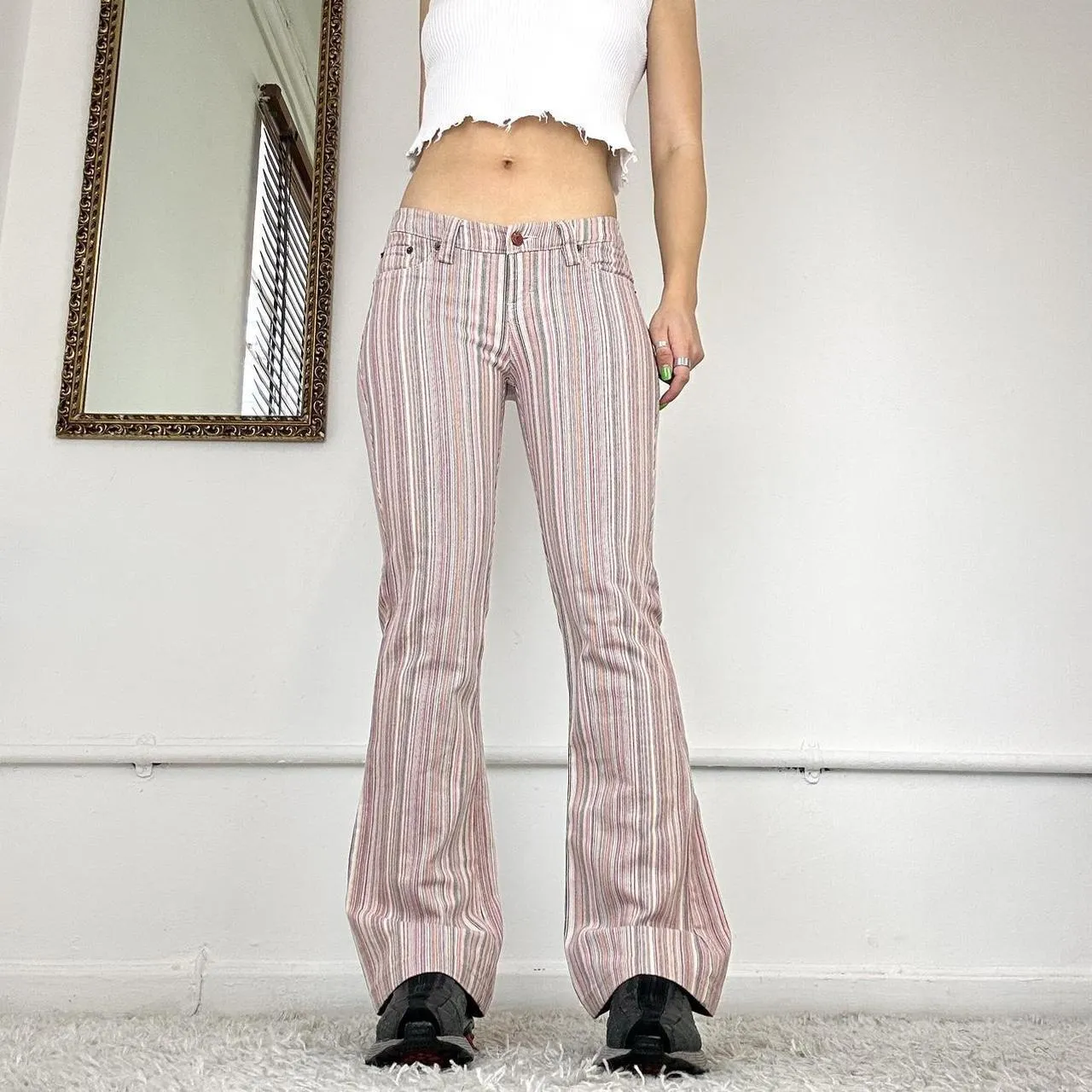 flared pinstripe trousers from espirit