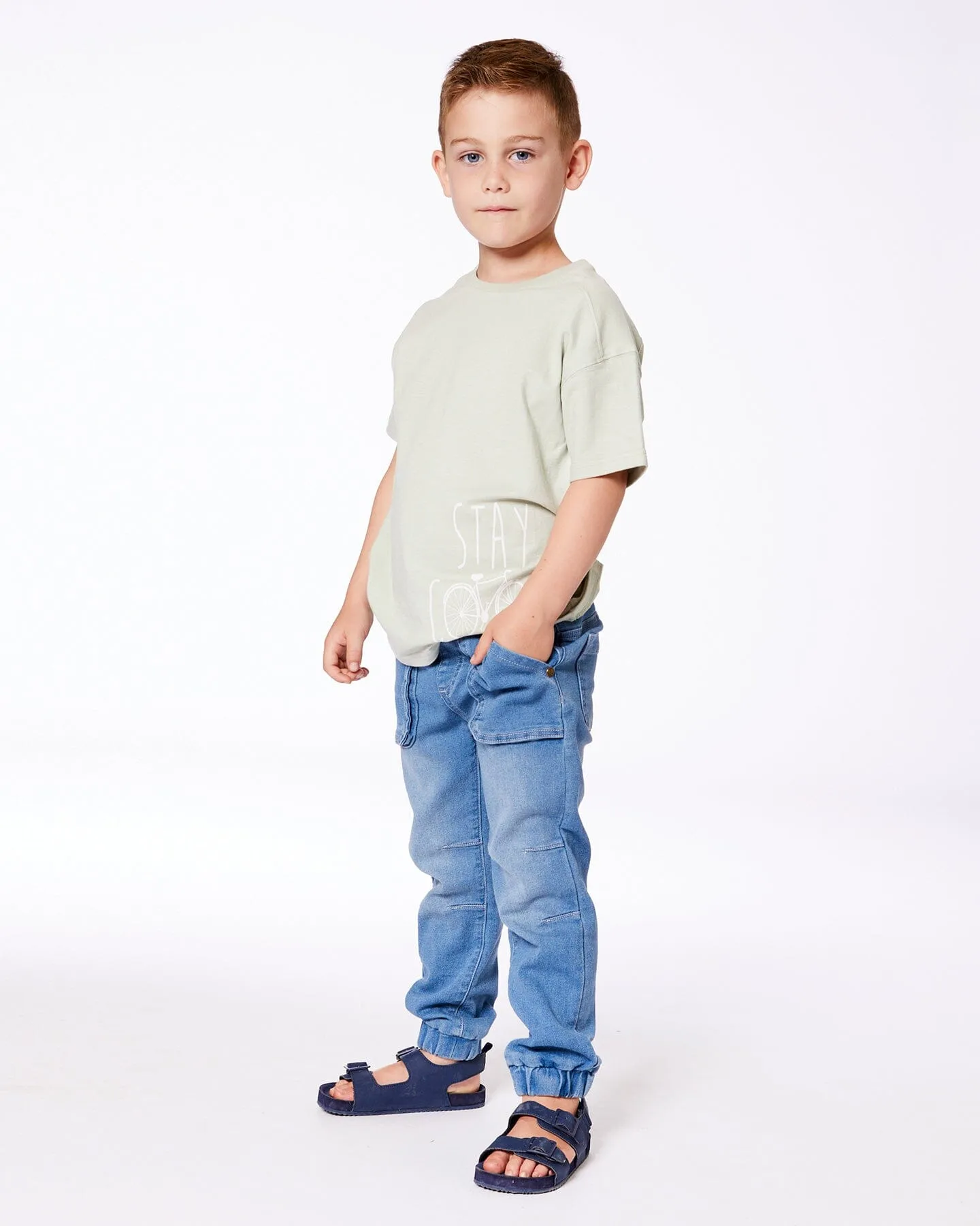 French Terry Denim Jogger Pant Denim Blue