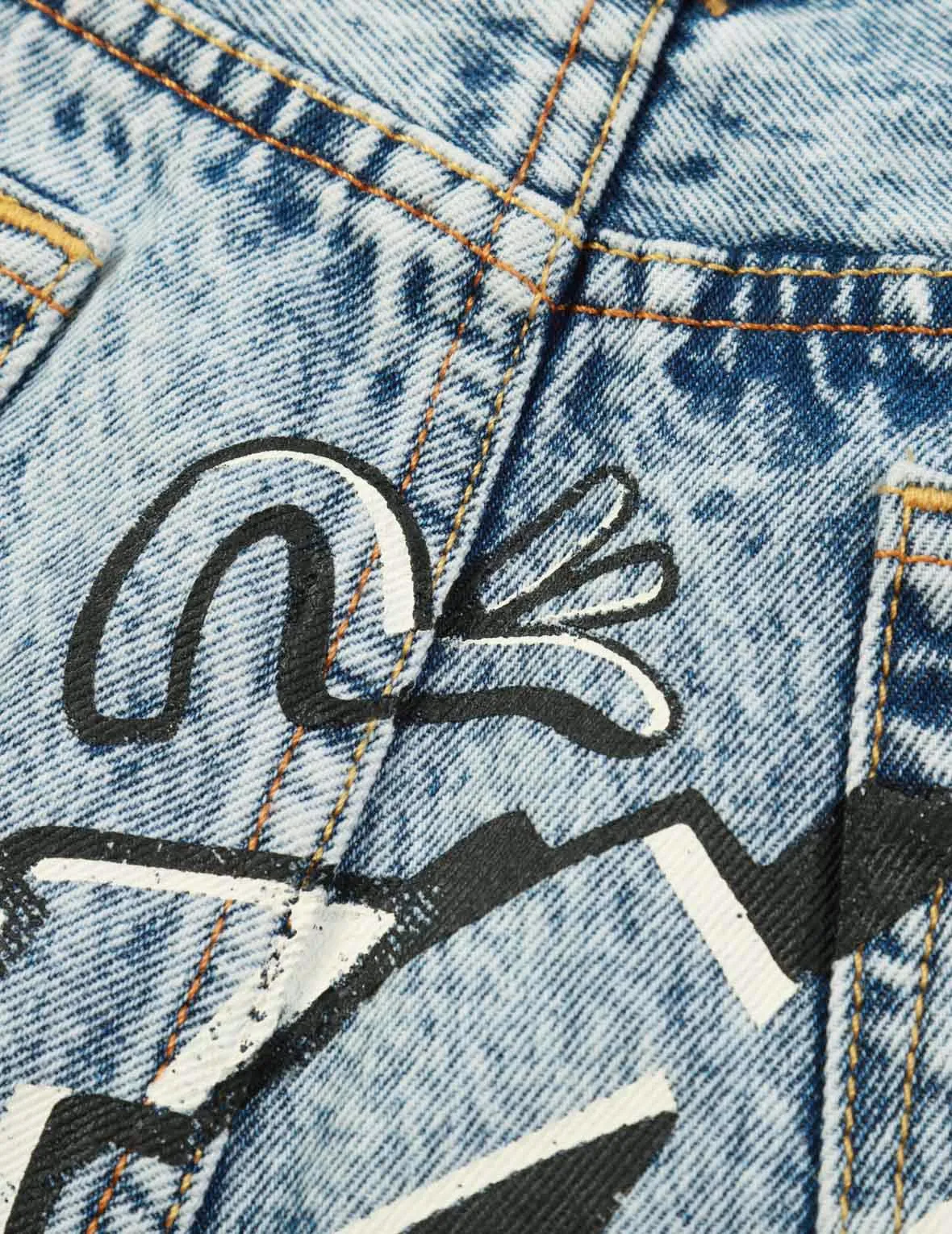 Graffiti Logo Detachable Wide-Leg Denim Jeans