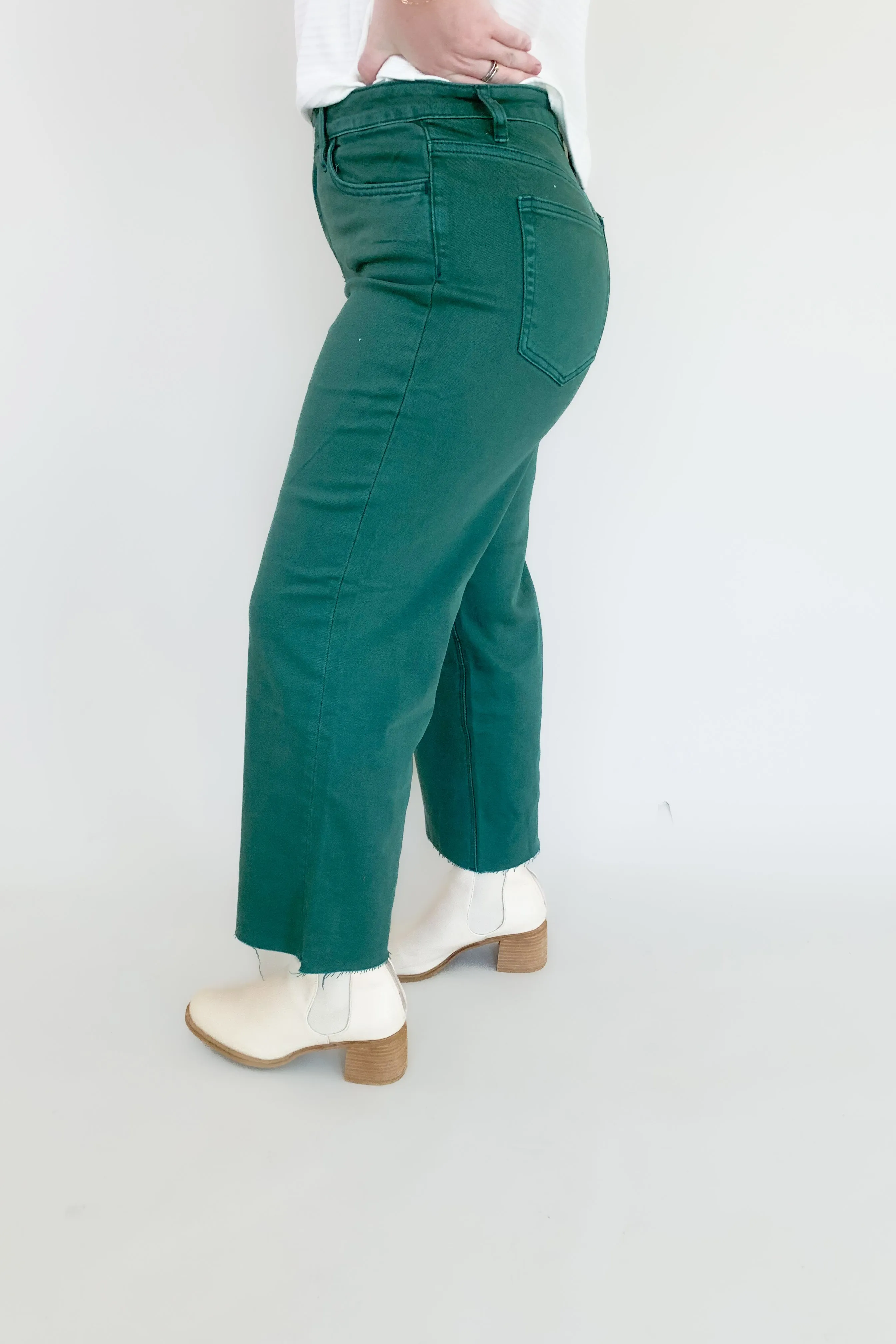 High Rise Crop Wide Leg Jeans