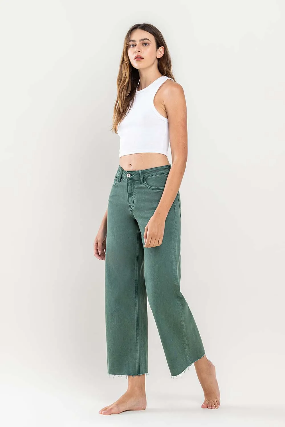 High Rise Crop Wide Leg Jeans