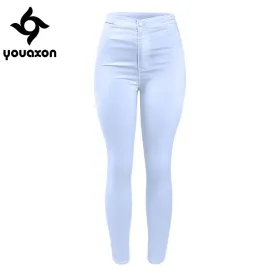 High Waist White Basic Casual Fashion Stretch Skinny Denim Jean