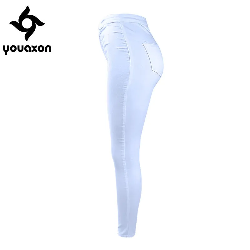 High Waist White Basic Casual Fashion Stretch Skinny Denim Jean