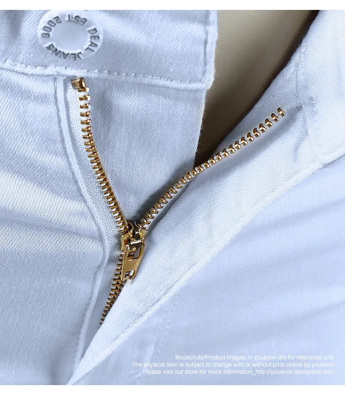 High Waist White Basic Casual Fashion Stretch Skinny Denim Jean