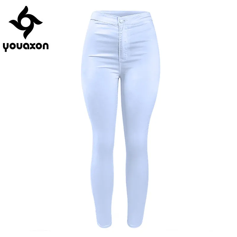 High Waist White Basic Casual Fashion Stretch Skinny Denim Jean