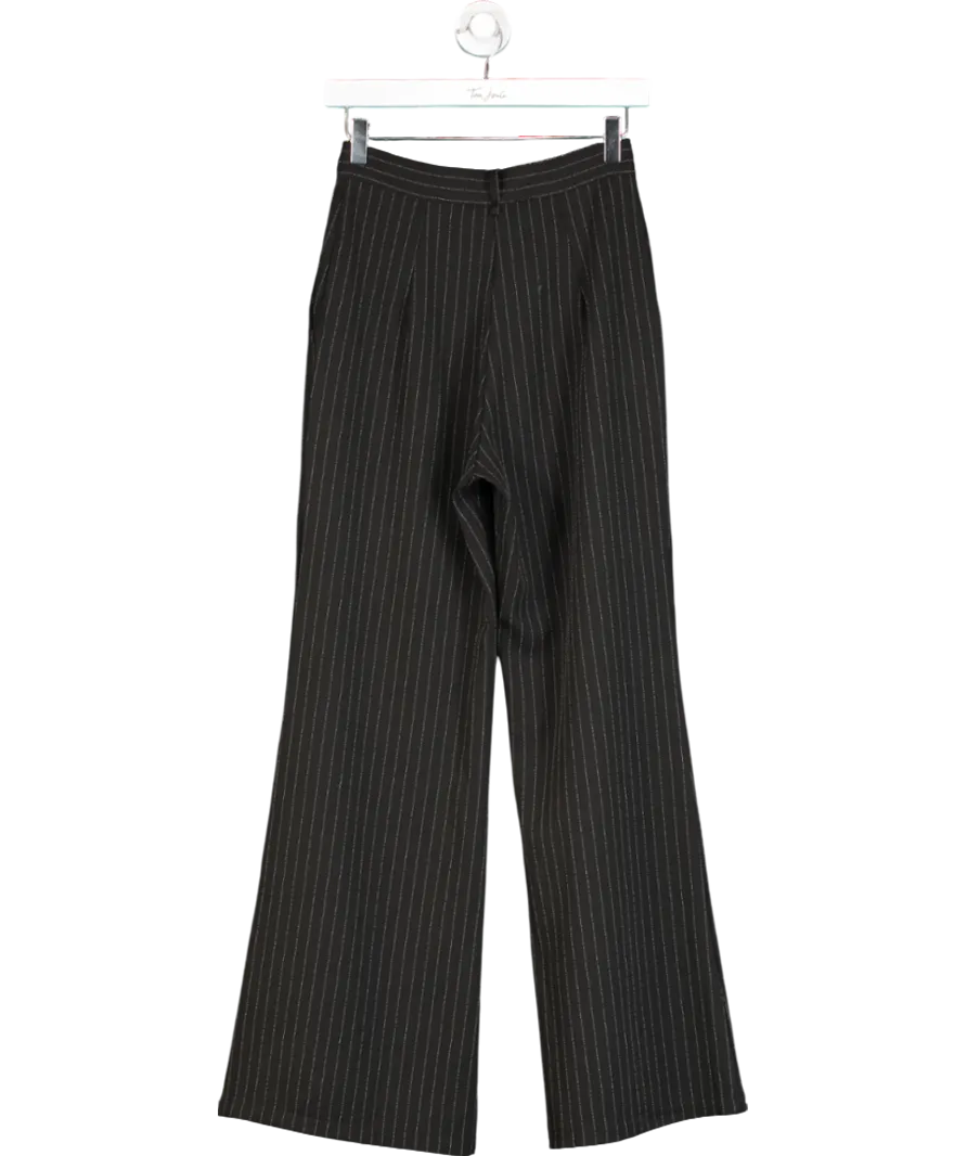 Horoscopez Black Pinstripe Wide Leg Trousers UK XS