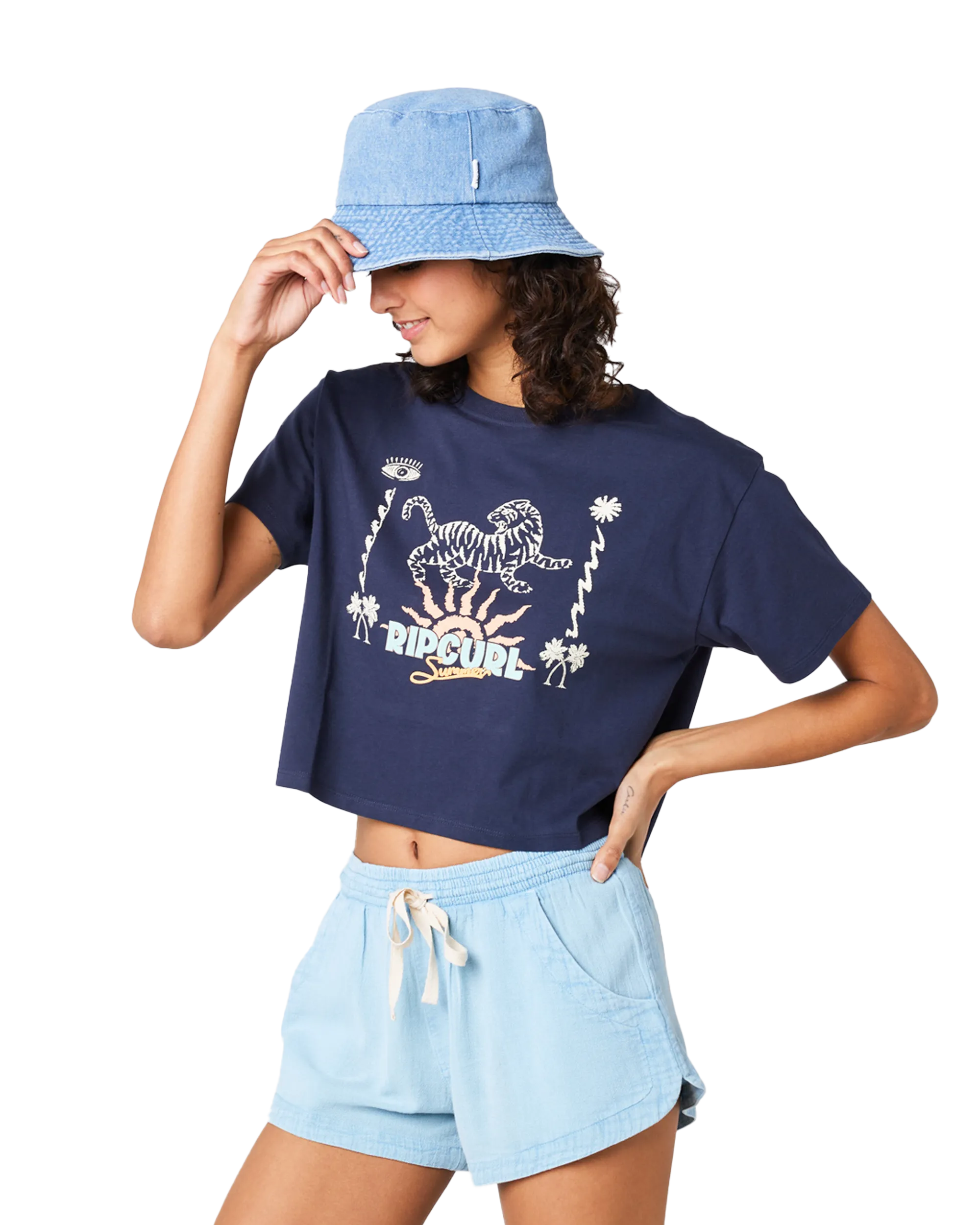 Jeffreys Crop T-Shirt in Navy