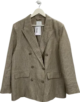 john lewis Beige Pinstripe Doublebreasted Blazer UK 18