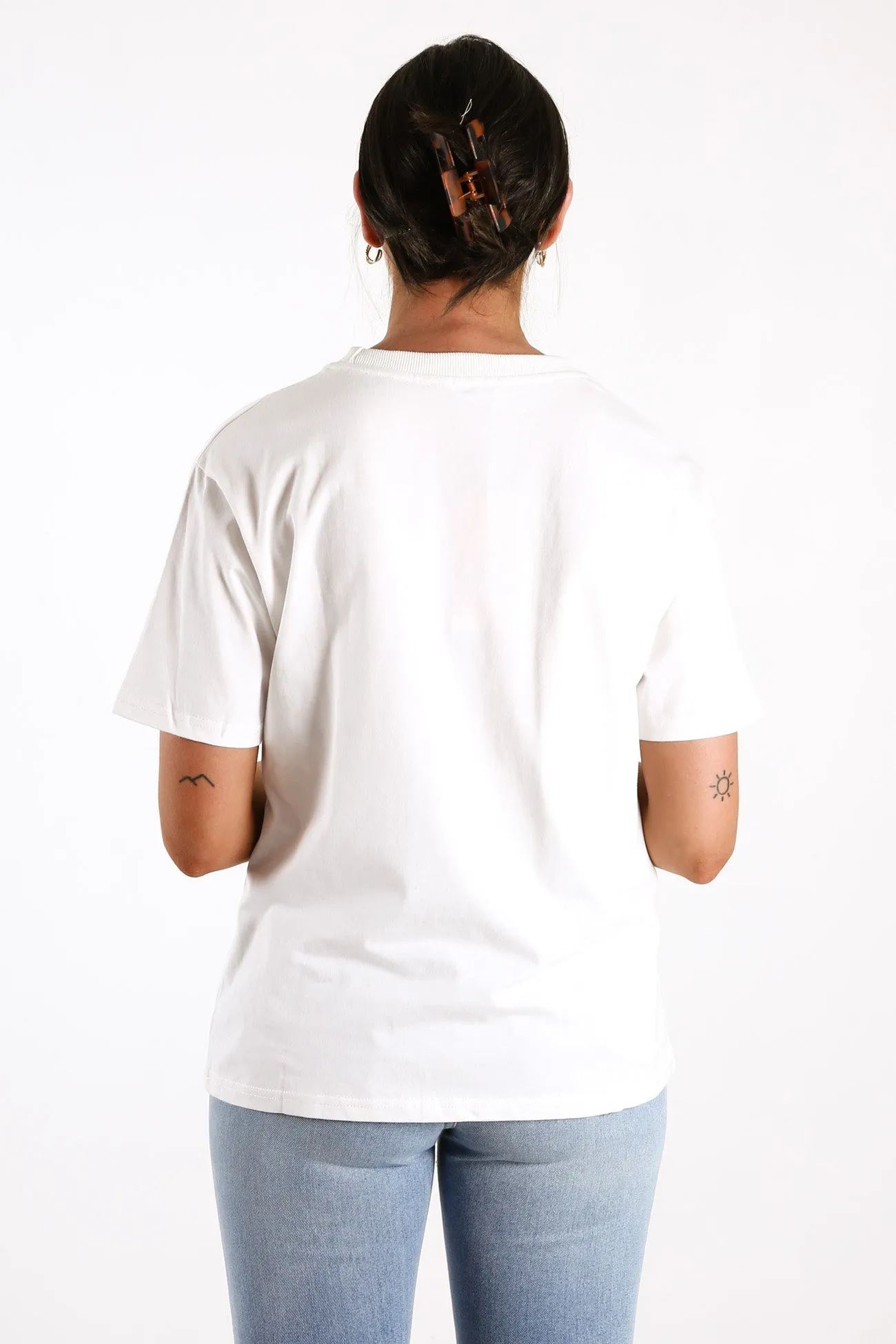 Journey Embroidered Tee White Blue Multi