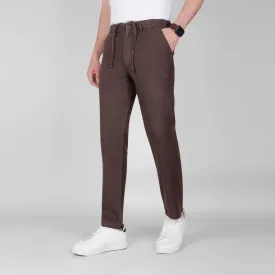Lightweight  Ramie-Cotton Trousers-   BROWN