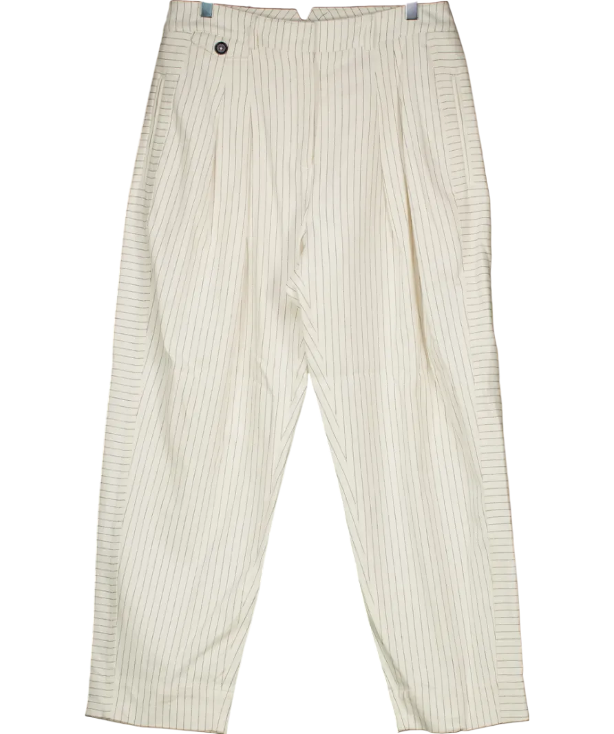 ME EM Cream Pinstripe Barrel Trousers UK 12