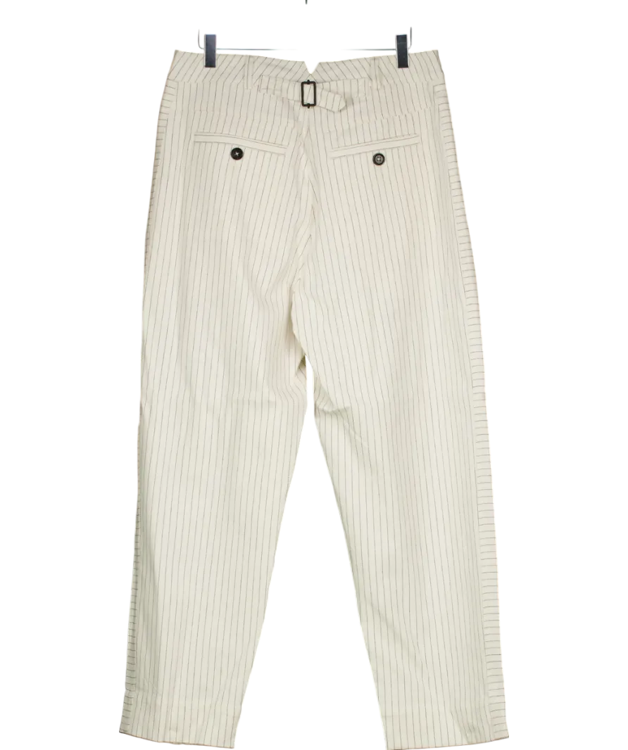 ME EM Cream Pinstripe Barrel Trousers UK 12