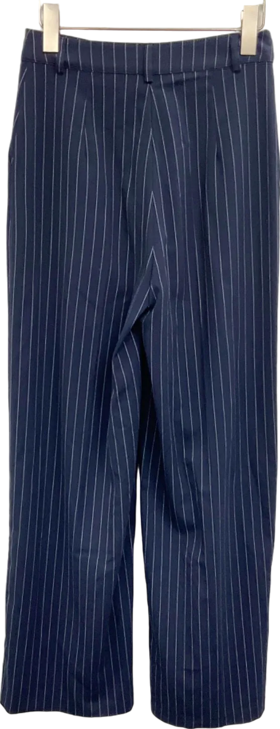 Nasty Gal Navy Pinstripe Trousers UK 8