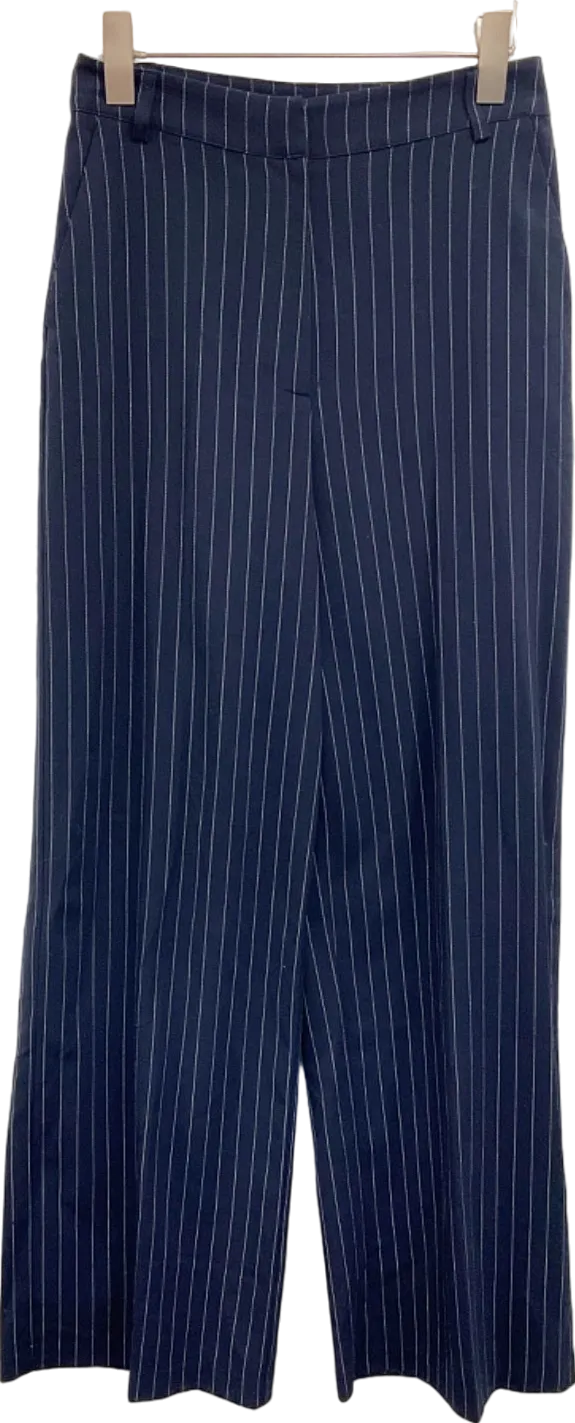 Nasty Gal Navy Pinstripe Trousers UK 8
