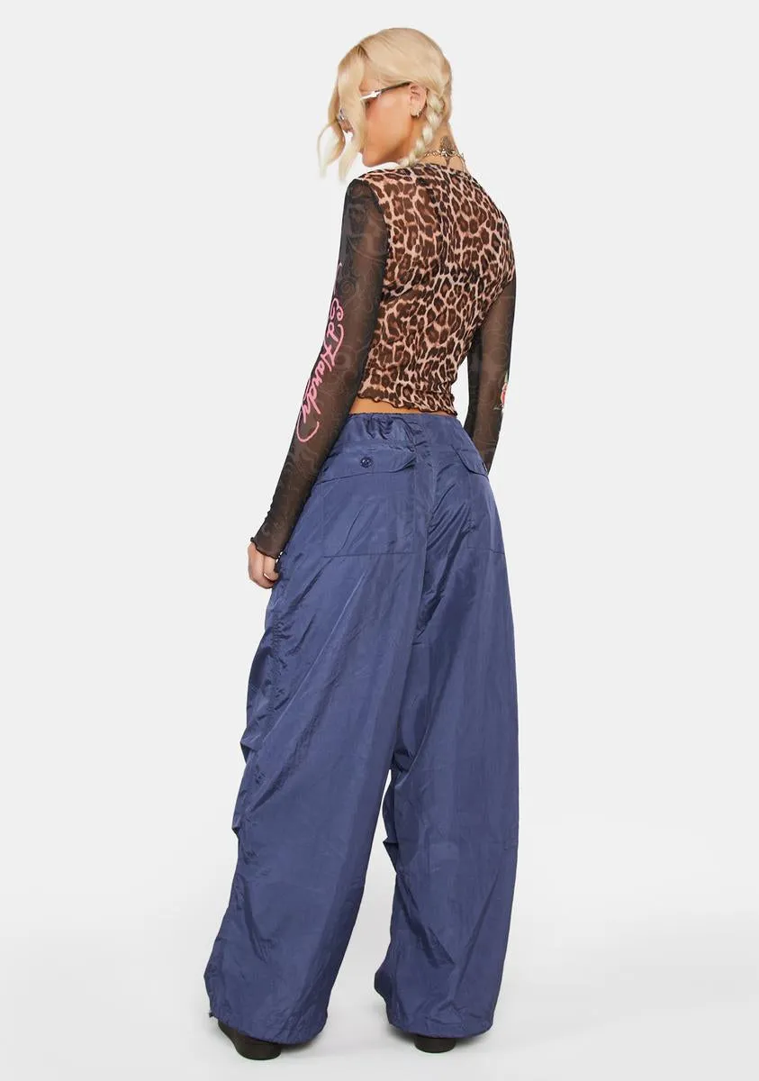 Navy Rian Nylon Cargo Pants