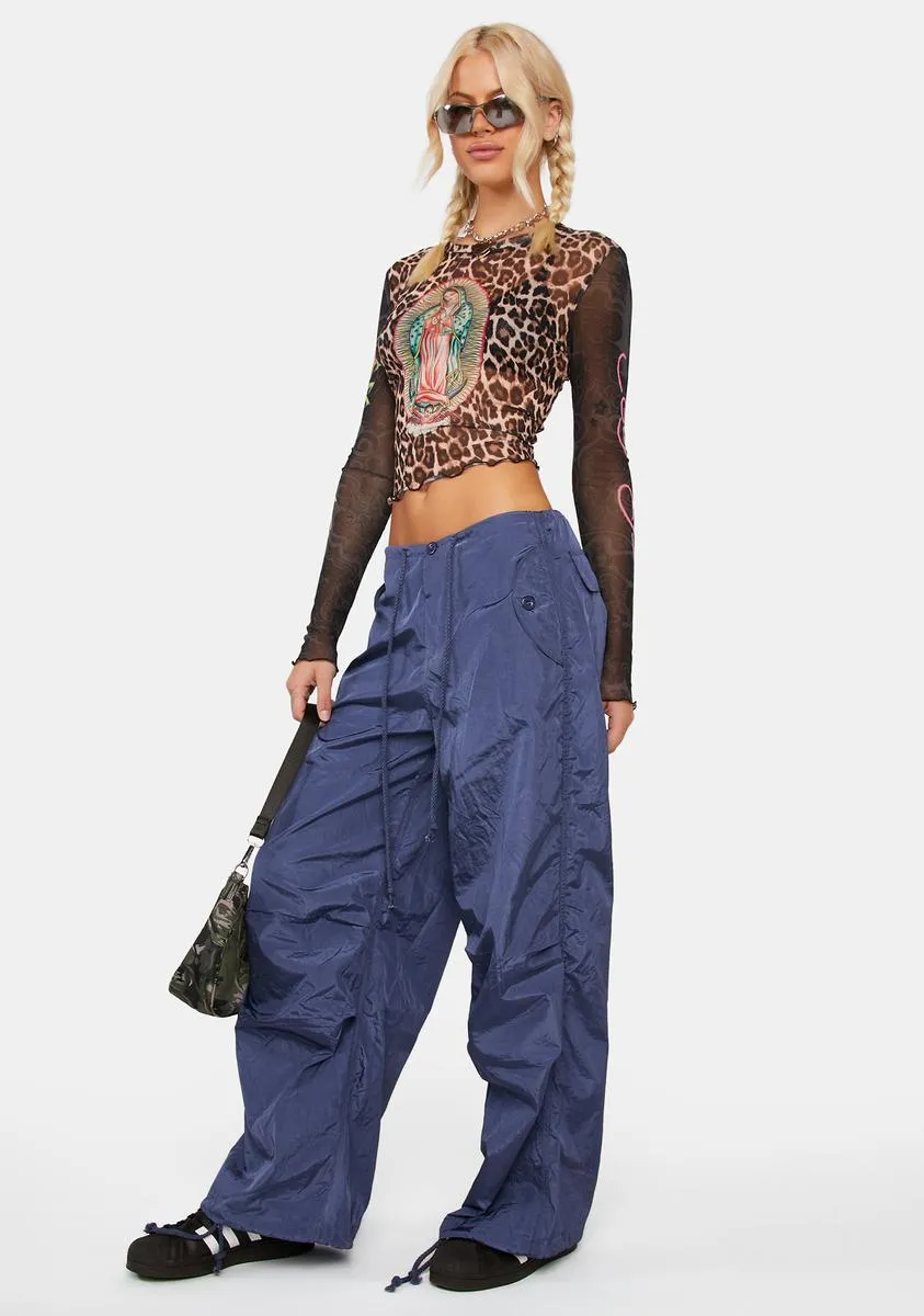 Navy Rian Nylon Cargo Pants
