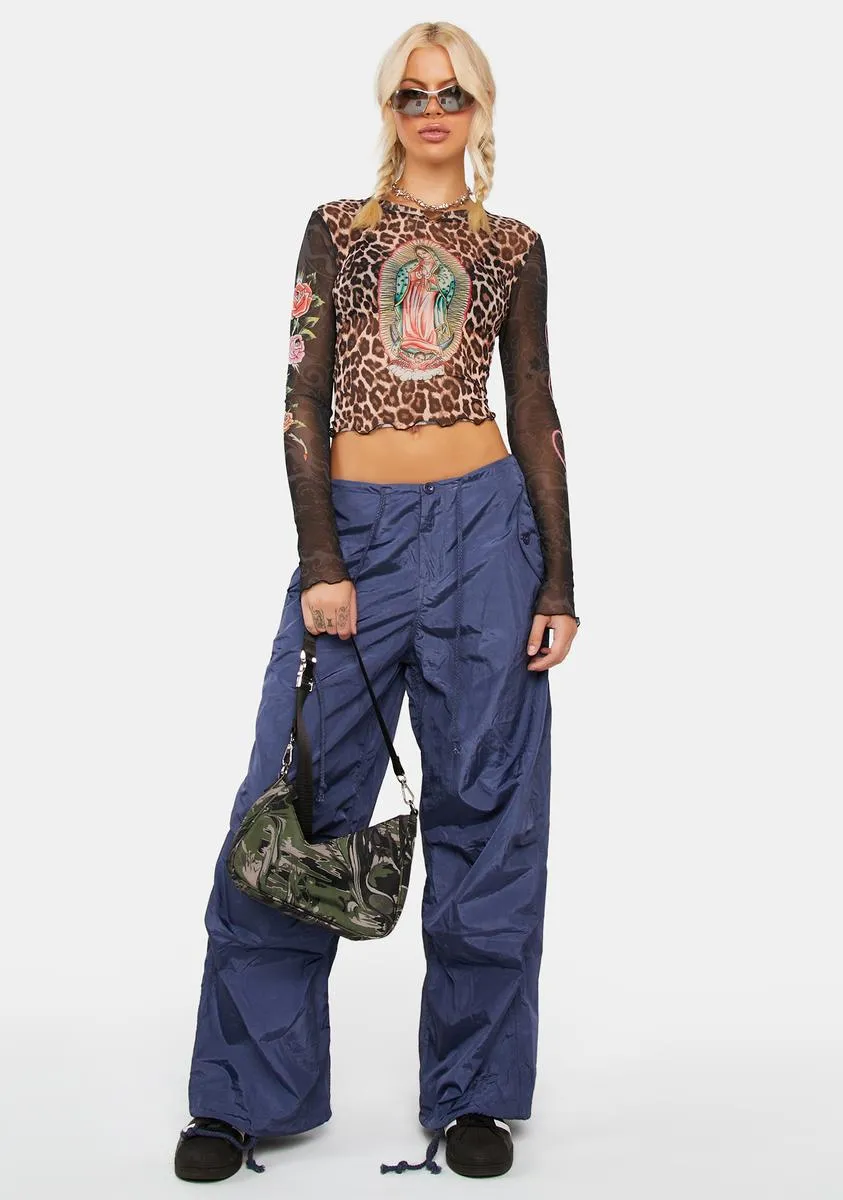 Navy Rian Nylon Cargo Pants