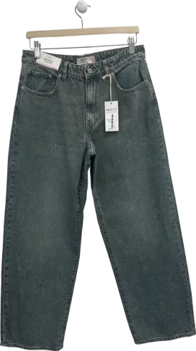 Next Blue Baggy Wide Leg Jeans Low Rise UK 12