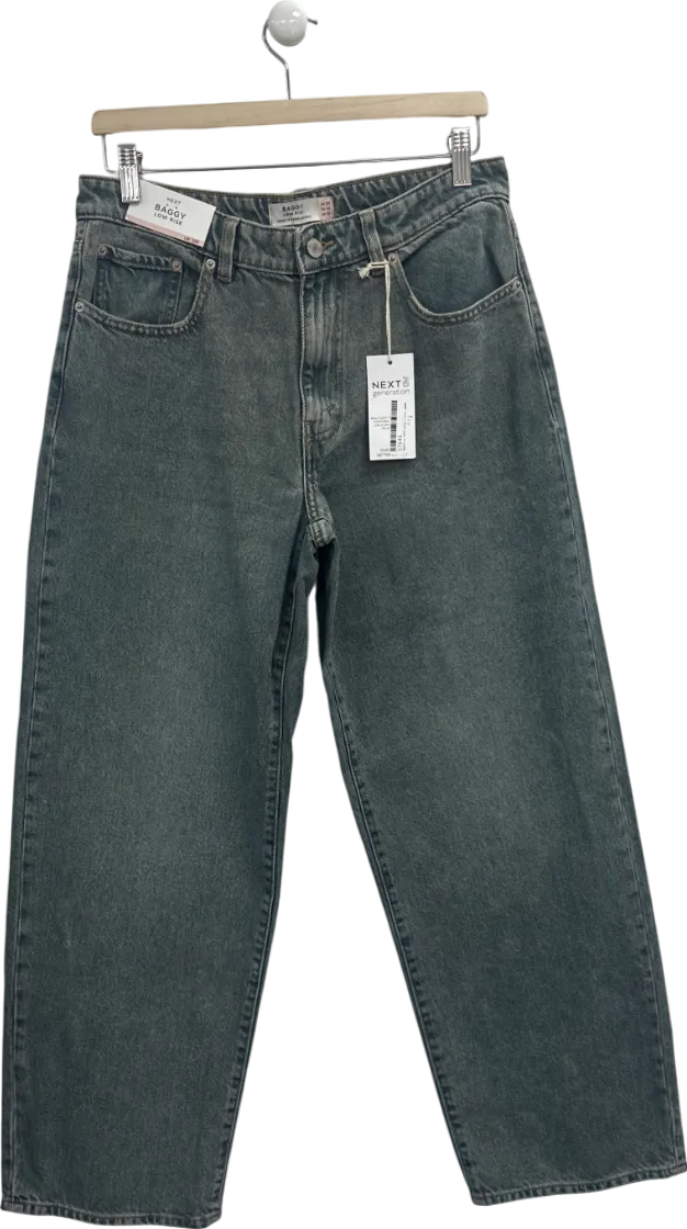 Next Blue Baggy Wide Leg Jeans Low Rise UK 12