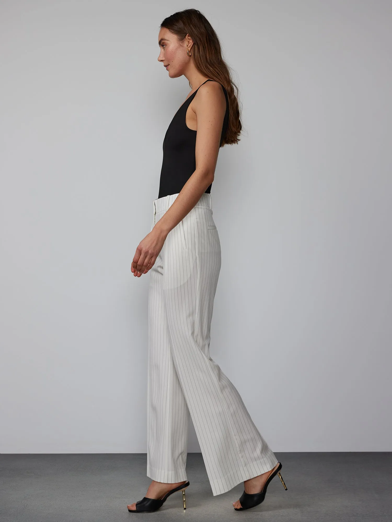Pinstripe Wide Leg Trouser
