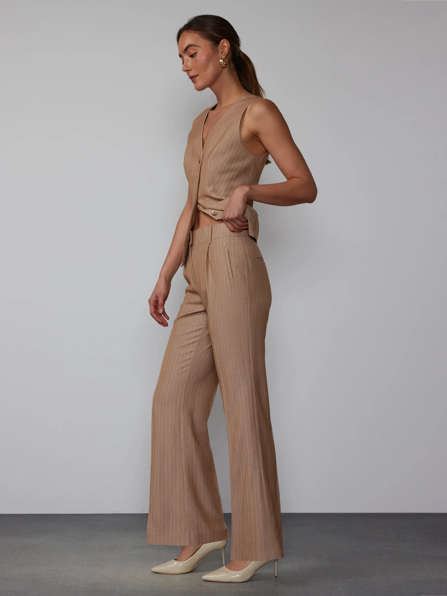 Pinstripe Wide Leg Trouser
