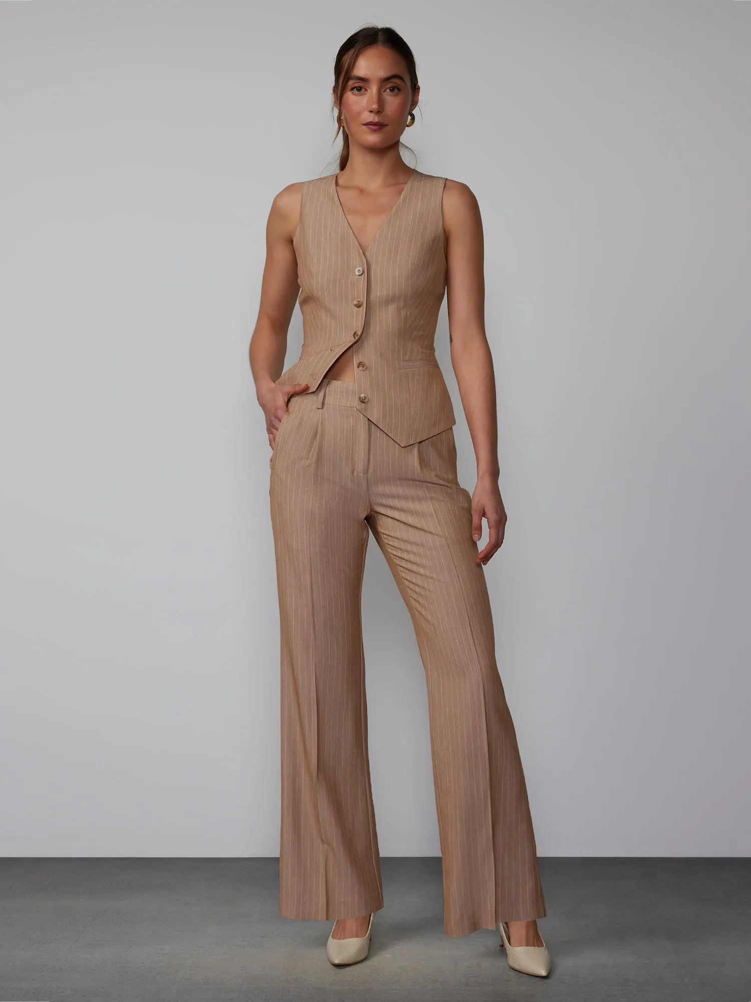 Pinstripe Wide Leg Trouser