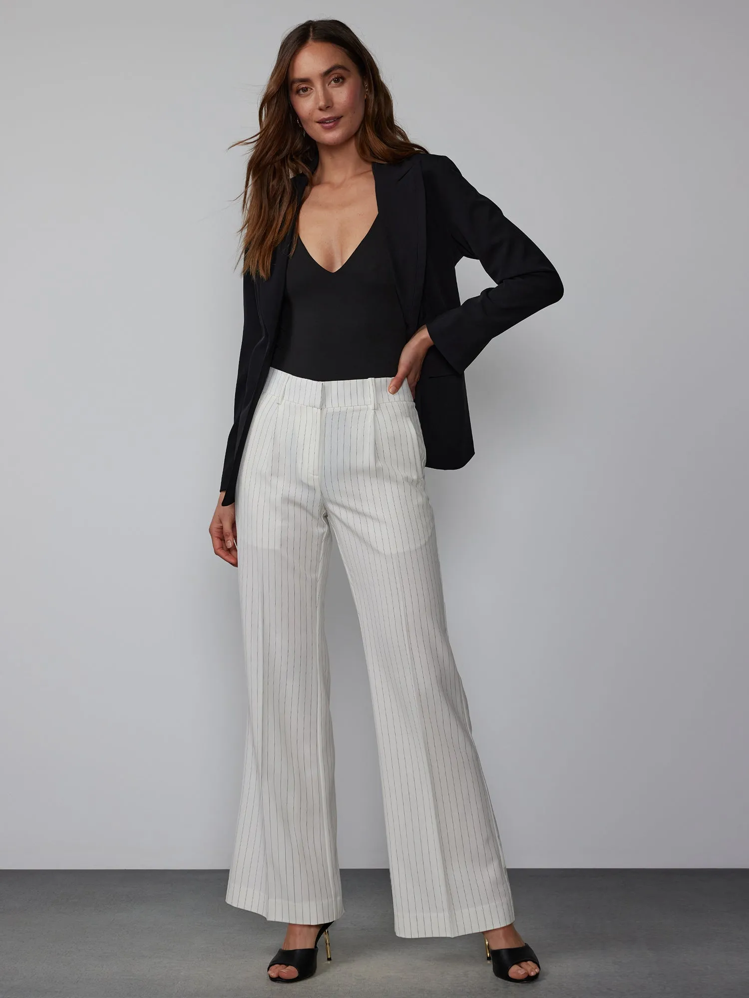 Pinstripe Wide Leg Trouser