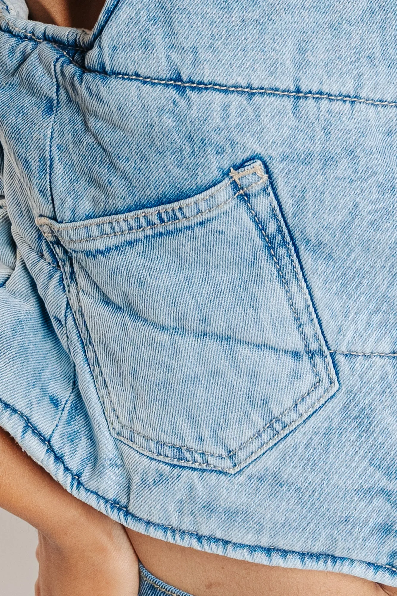 Quilted Indigo Crop Denim Jacket