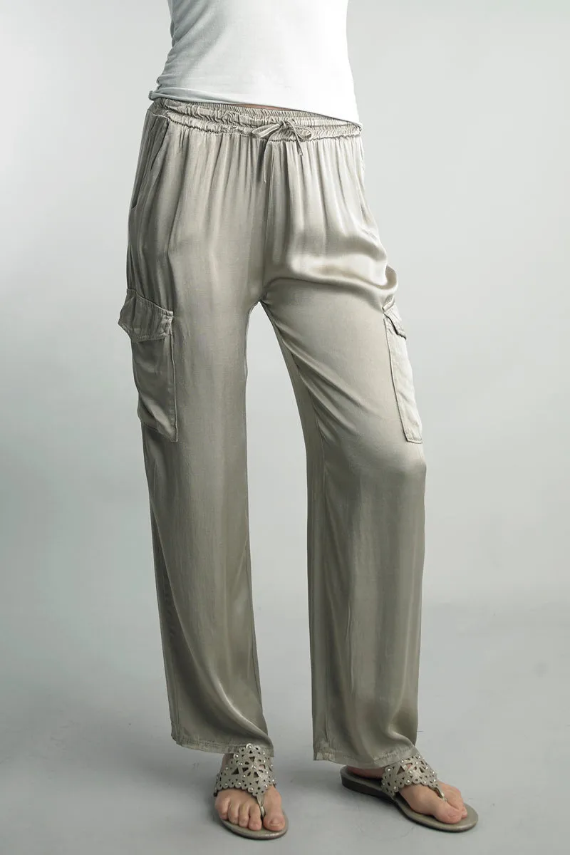 Satin Cargo Pants