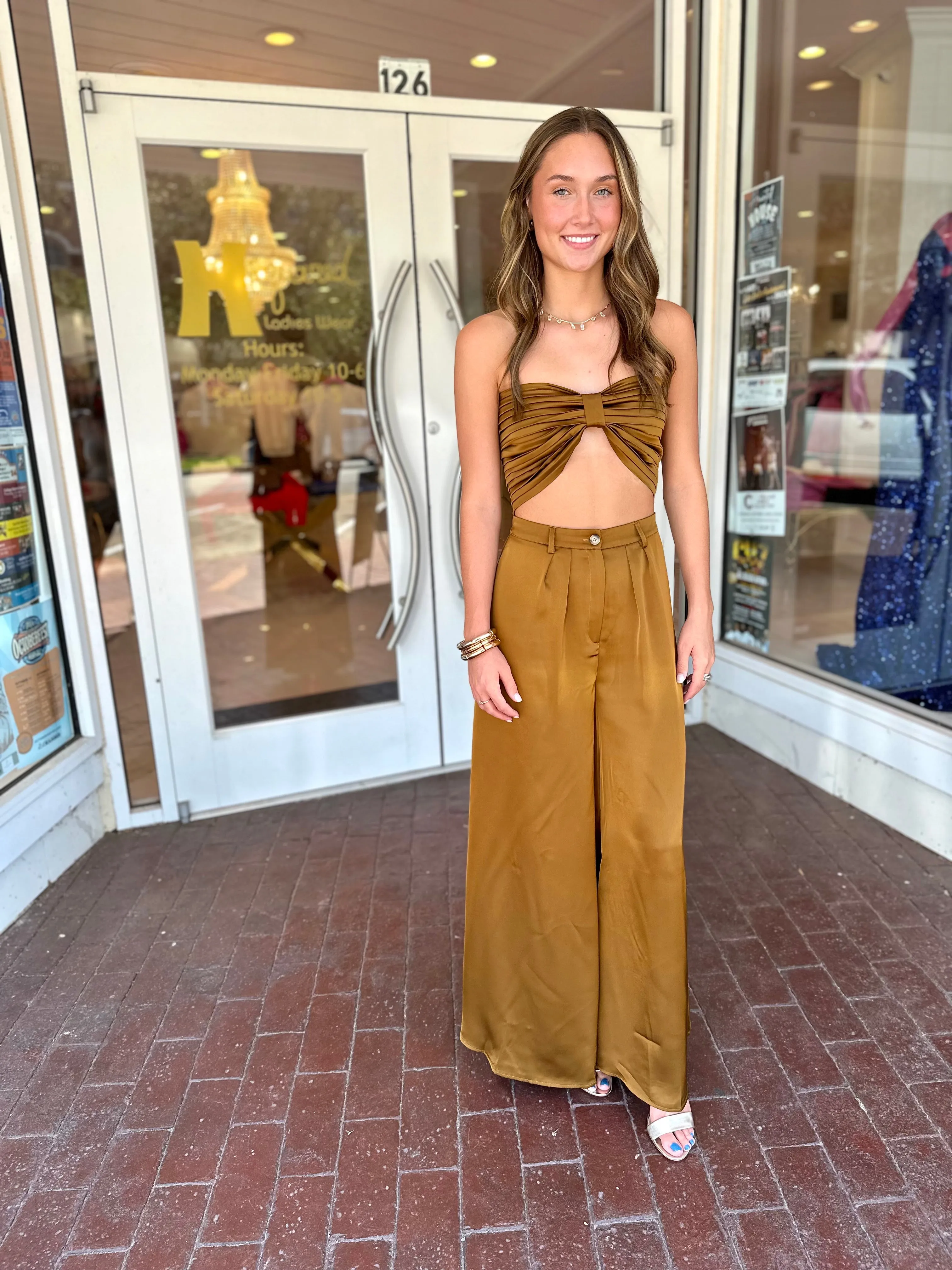 Satin Crop   Pants SET