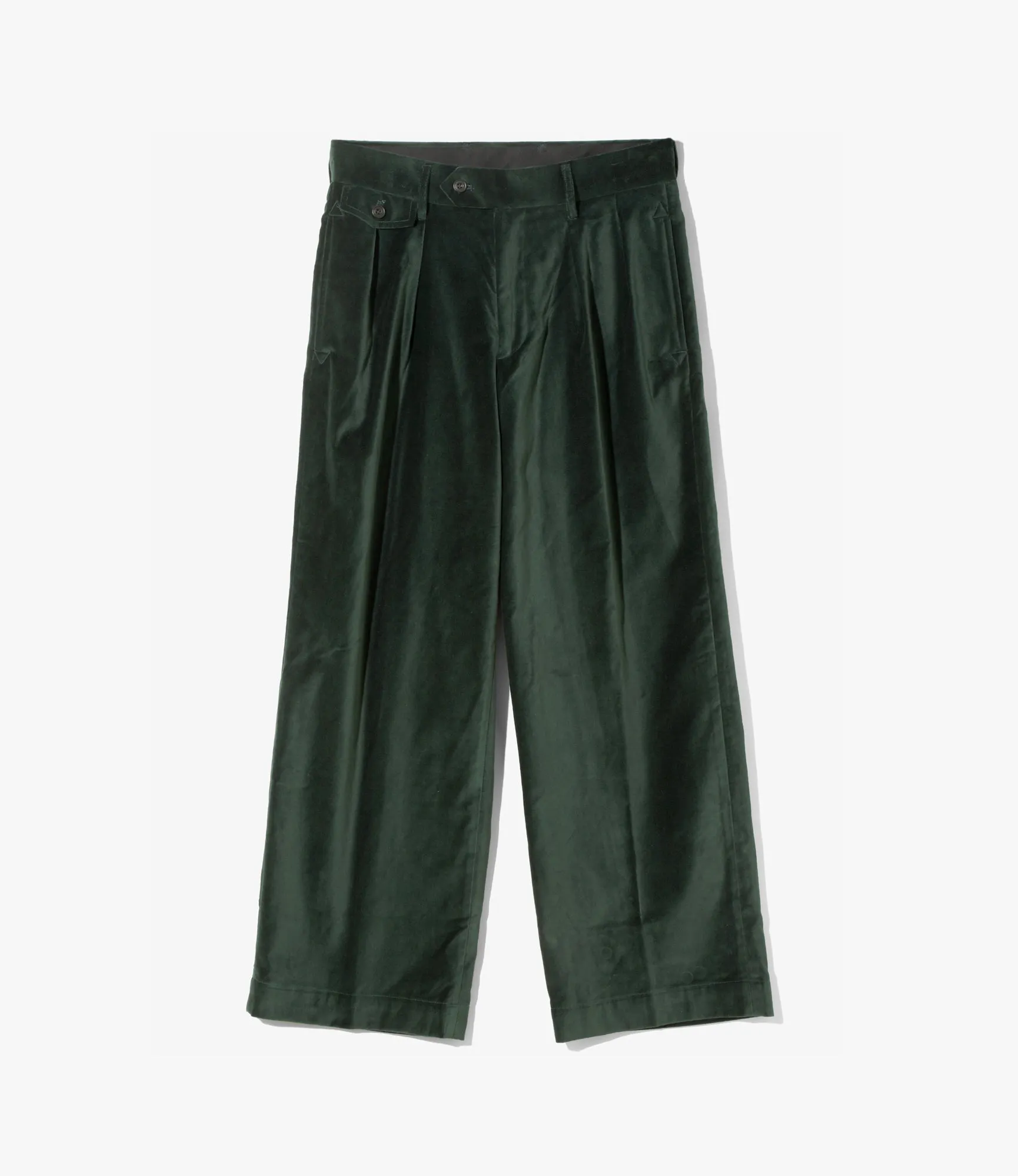 Tucked Baggy Trouser – Dark Green Velveteen