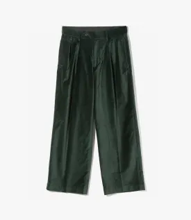 Tucked Baggy Trouser – Dark Green Velveteen