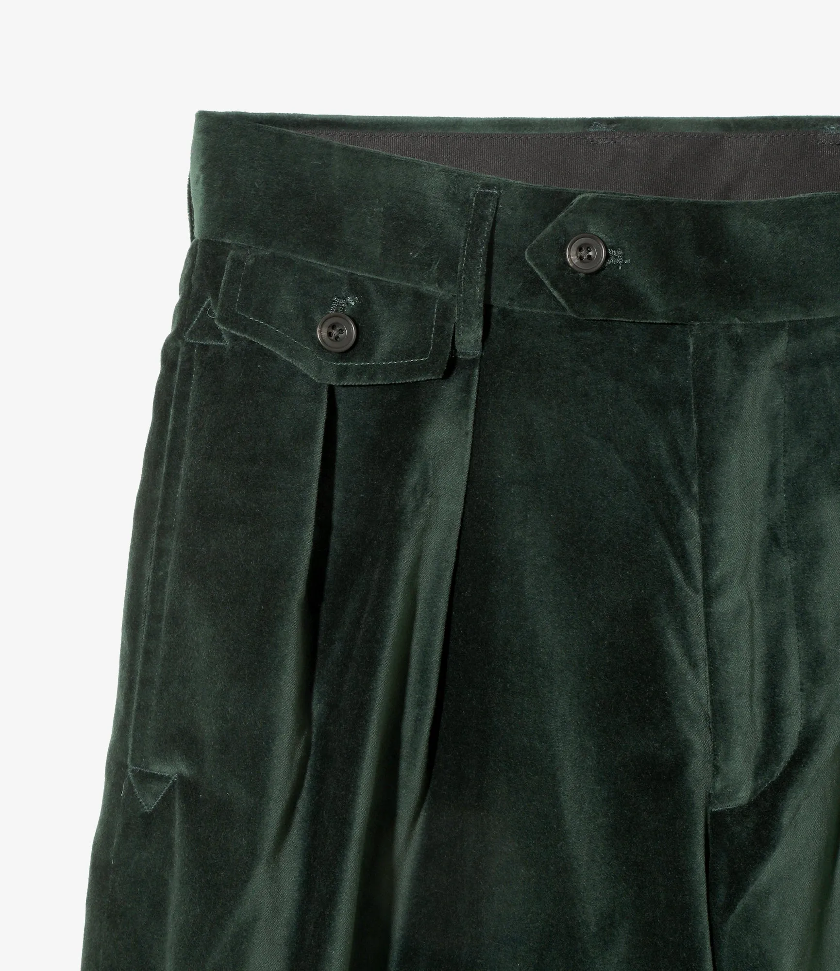 Tucked Baggy Trouser – Dark Green Velveteen