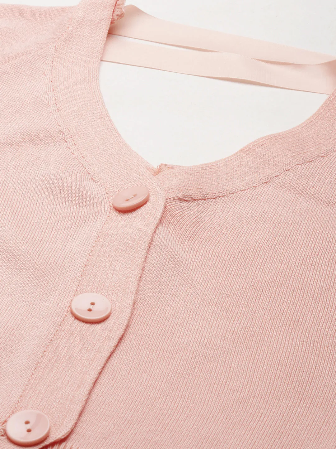 V-Neck Solid Peach Crop Top