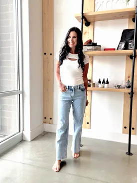Vervet Mid Rise Crop Dad Jeans