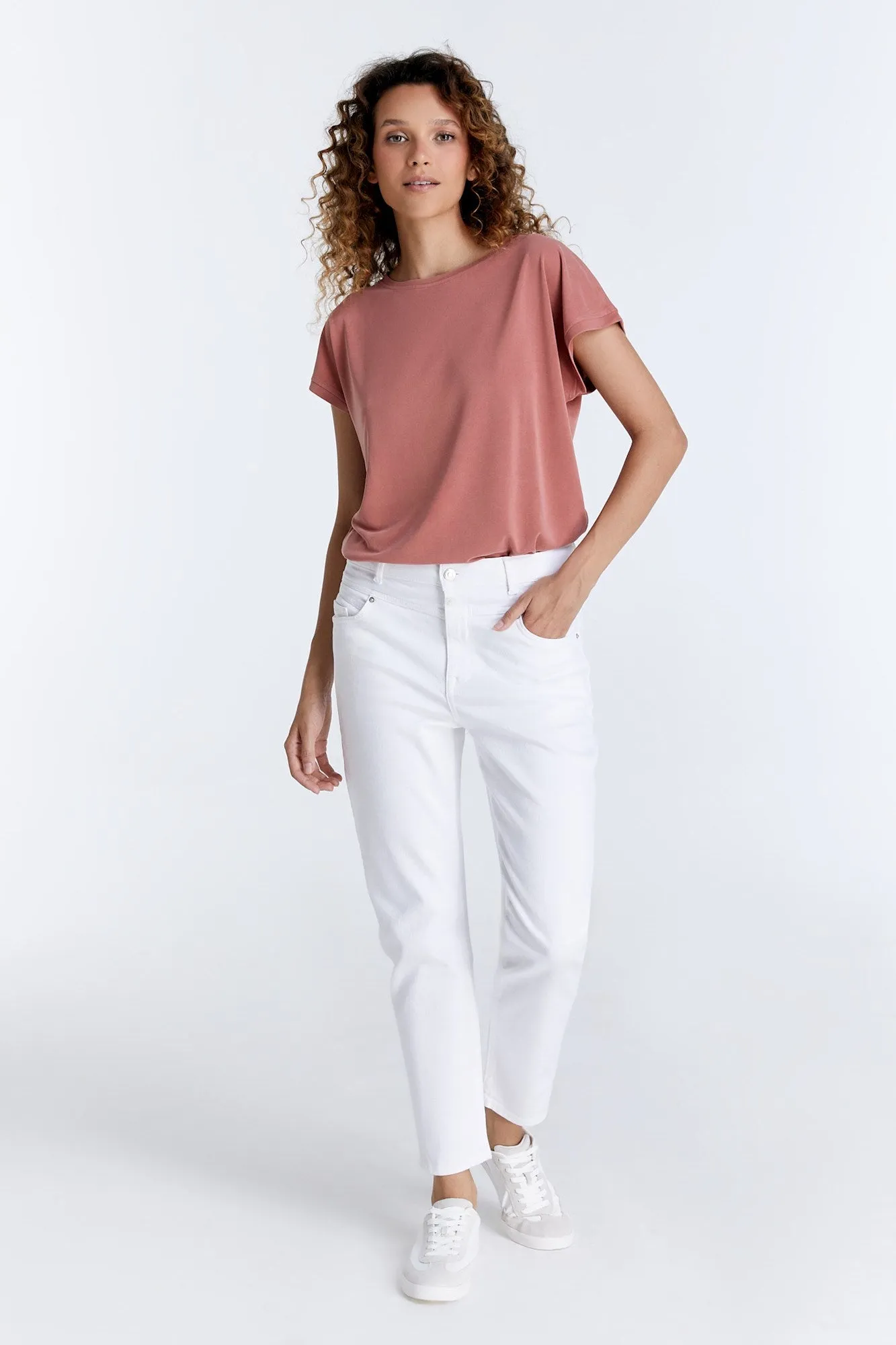 Victoria Mid Waist 5 Pocket Jeans White