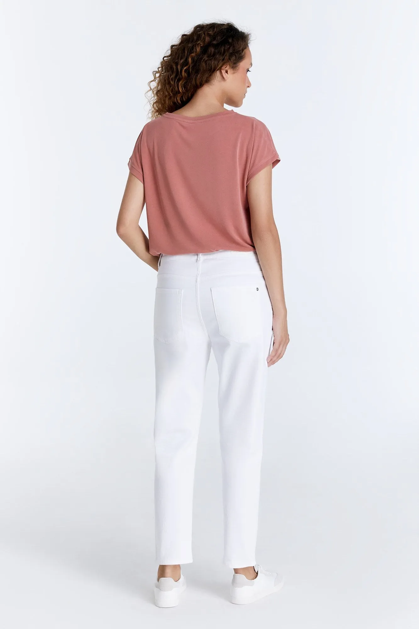 Victoria Mid Waist 5 Pocket Jeans White
