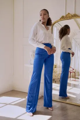VIVIANNE SATIN PANT - Blue