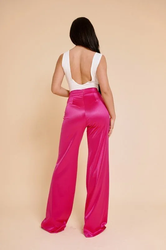 VIVIANNE SATIN PANT - BURGUNDY