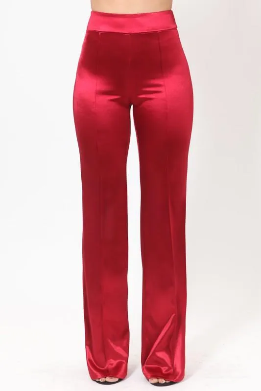 VIVIANNE SATIN PANT - BURGUNDY