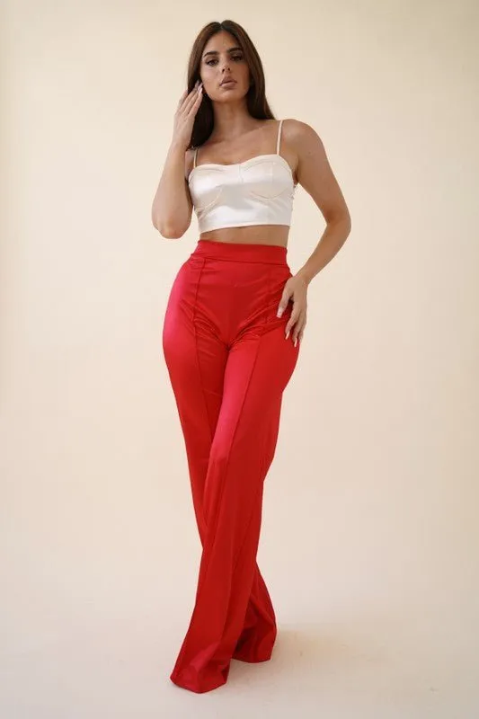 VIVIANNE SATIN PANT - BURGUNDY
