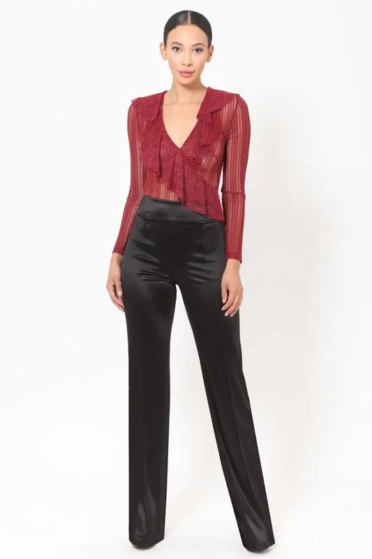 VIVIANNE SATIN PANT - BURGUNDY