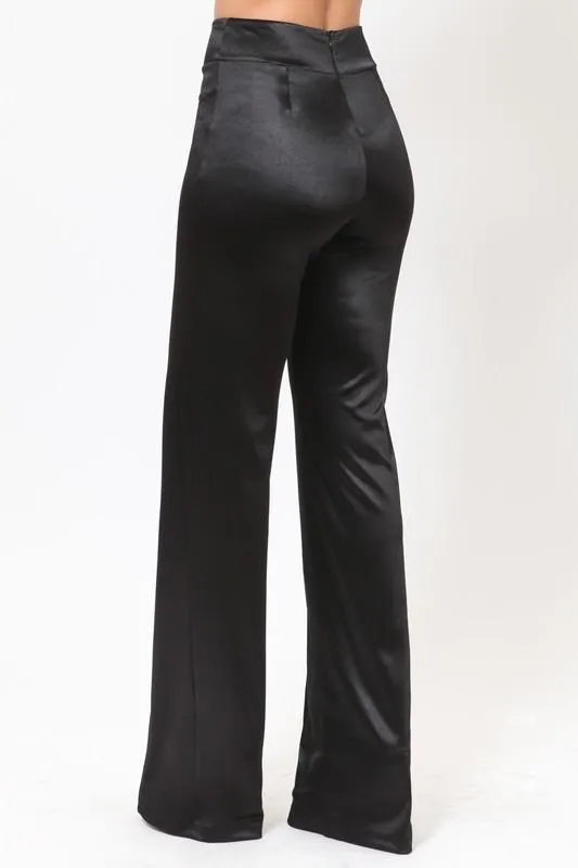 VIVIANNE SATIN PANT - BURGUNDY