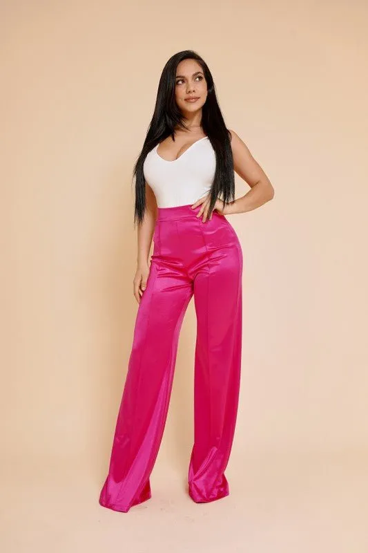 VIVIANNE SATIN PANT - Fuchsia