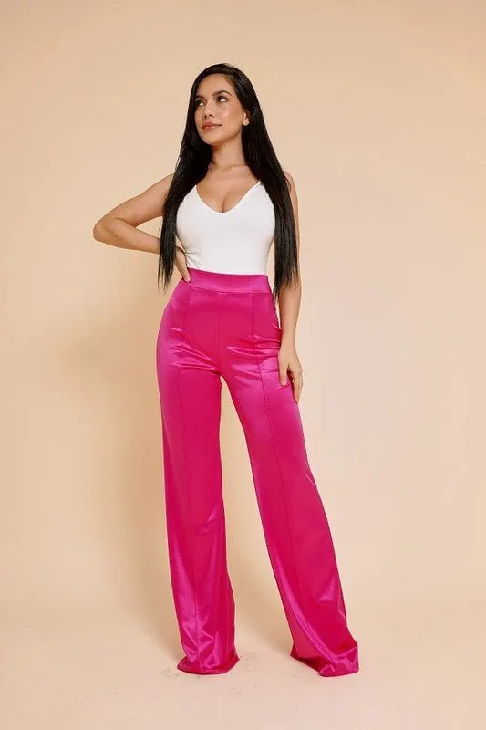 VIVIANNE SATIN PANT - Fuchsia